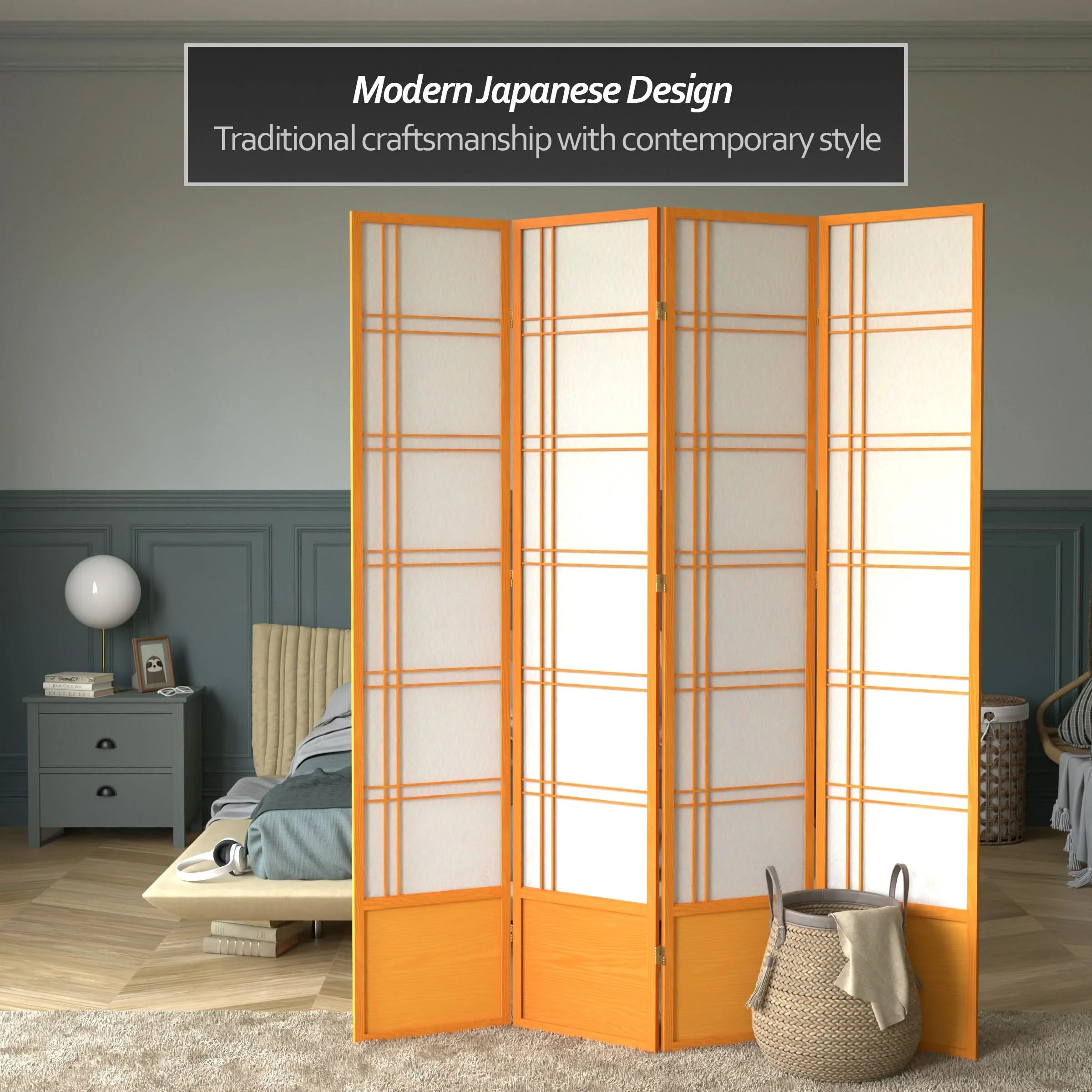 7 ft. Tall Double Cross Shoji Screen - Image 25
