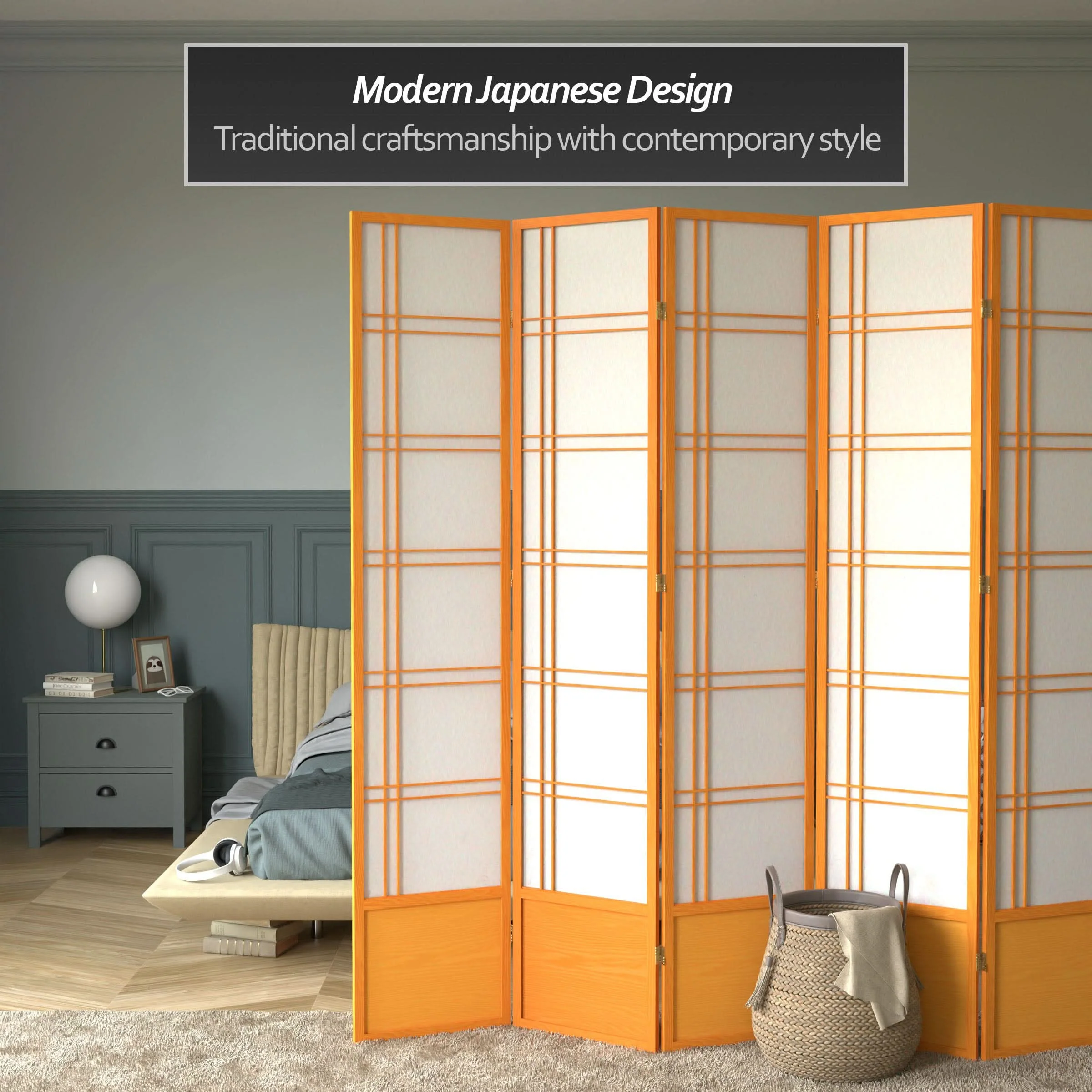 7 ft. Tall Double Cross Shoji Screen - Image 26