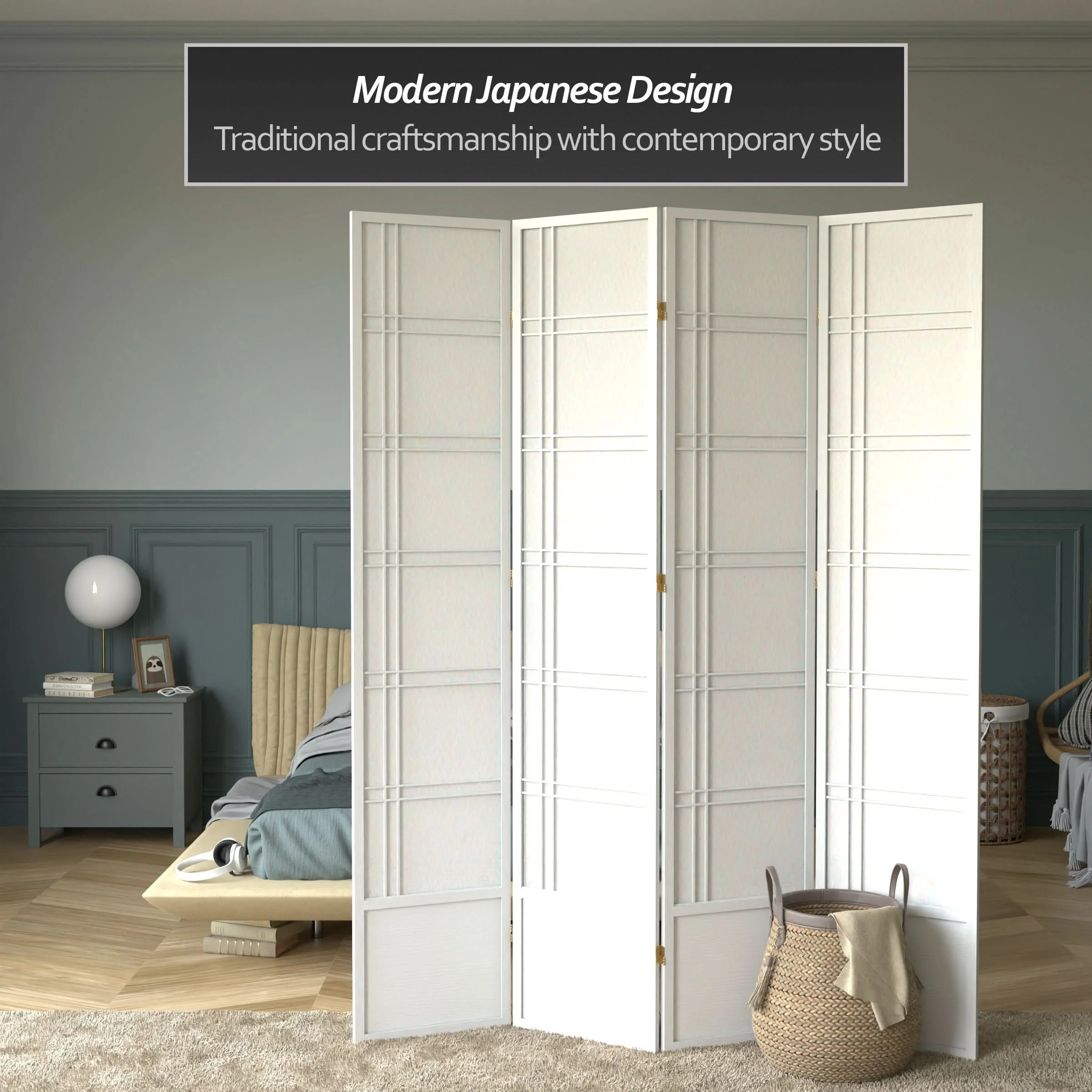 7 ft. Tall Double Cross Shoji Screen - Image 34