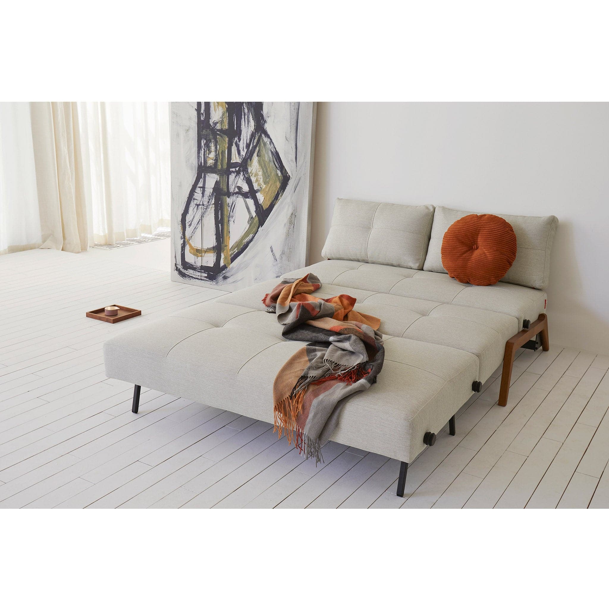 Cubed Full Size Sofa Bed With Dark Wood Legs - Image 7