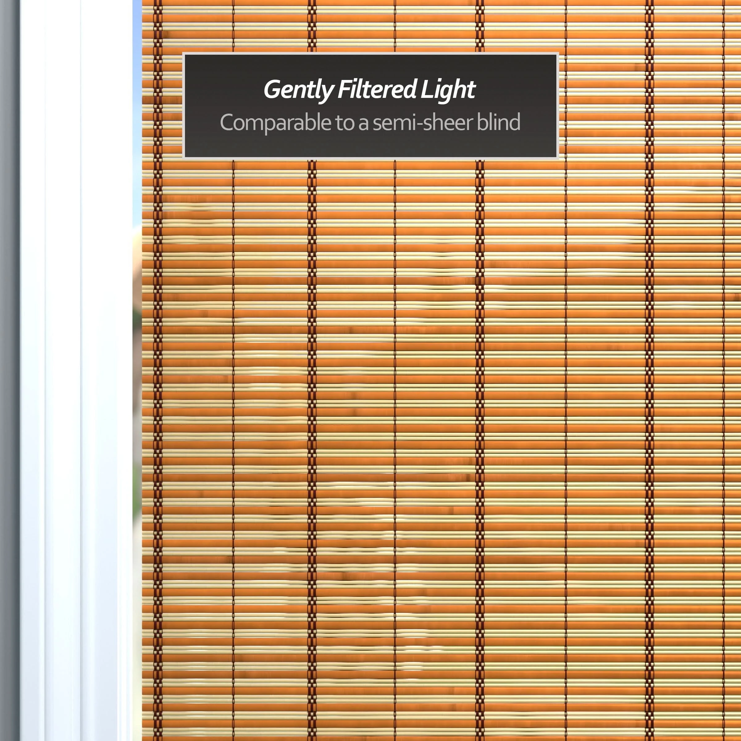 Two-Tone Honey Burnt Bamboo Cordless Window Shade - Image 16